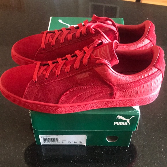 Puma Classics red suede sz 10 - Picture 2 of 2